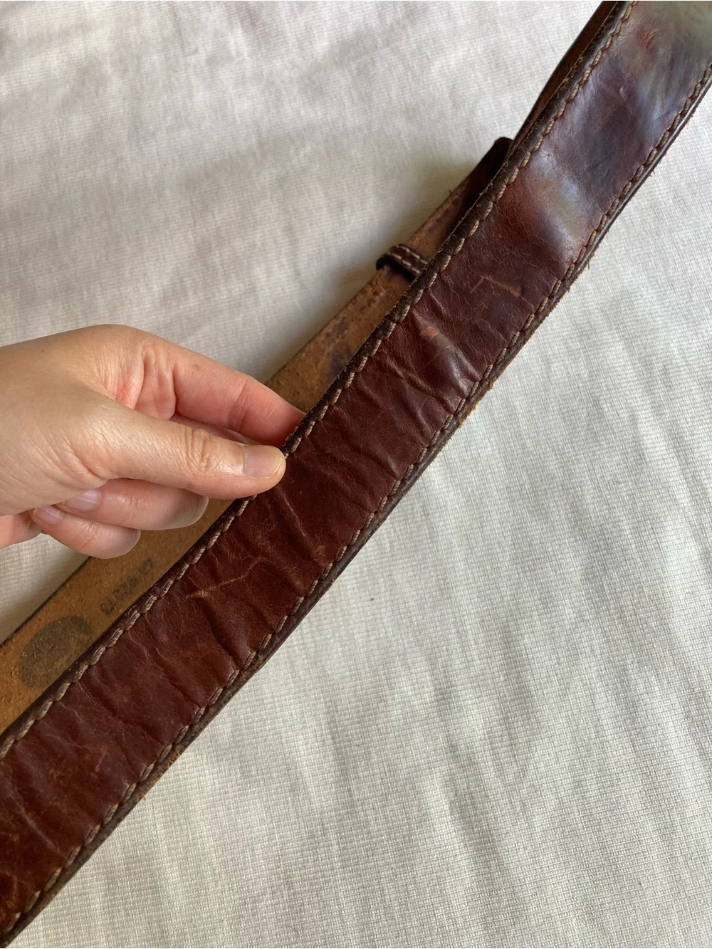Vintage Duluth Classic Brown Leather Men’s Belt - Stitched Casual Style 43”-47”